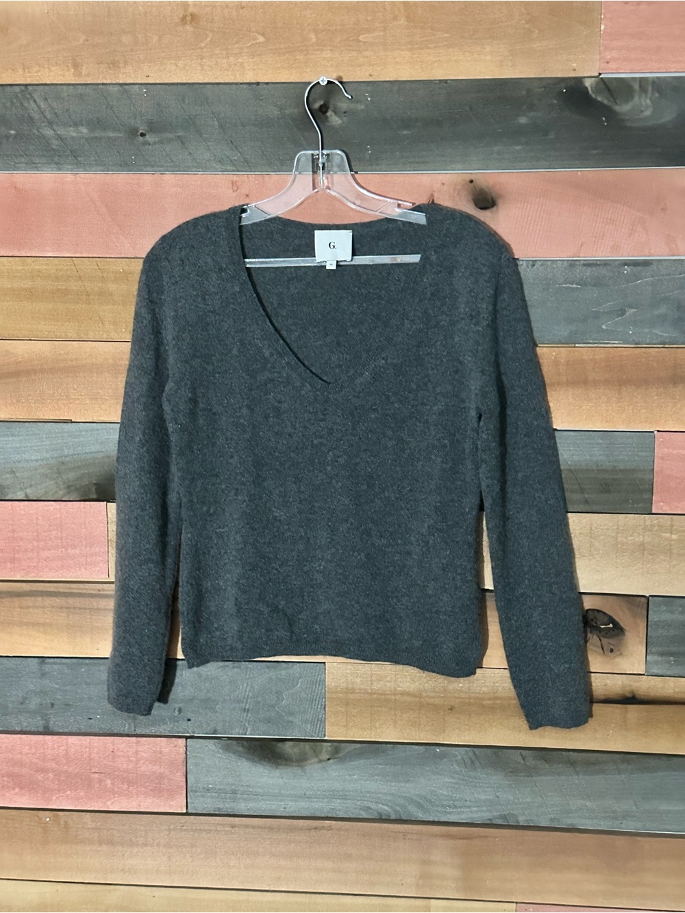 G. Label by Goop Greer Cashmere Sweater in a charcoal gray color